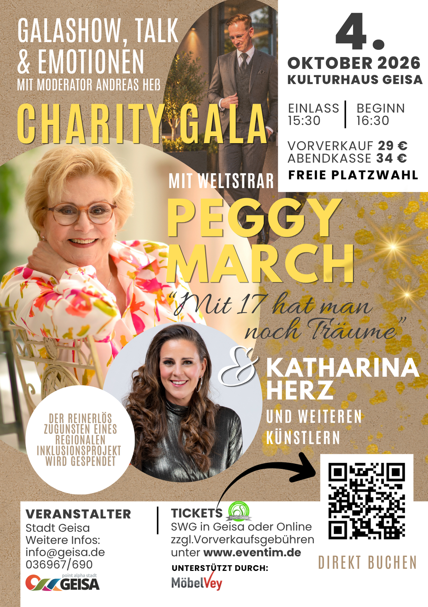 Plakat Charity-Gala mit Peggy March und Katharina Herz im Kulturhaus Geisa