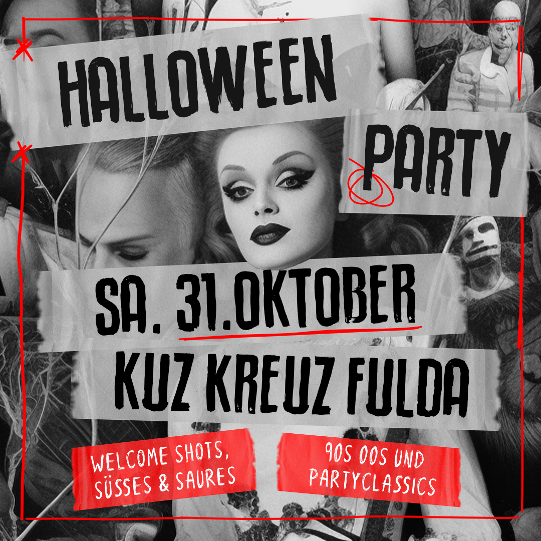 Werbegrafik des KUZ Kreuz zur Halloween Party Fulda am 31. Oktober 2026