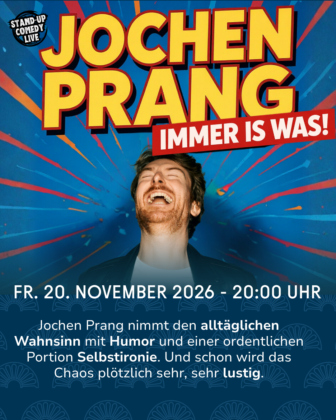 Flyer zur Comedy-Show von Jochen Prang im Saalbau Fuldaer Hof am 20. November 2026