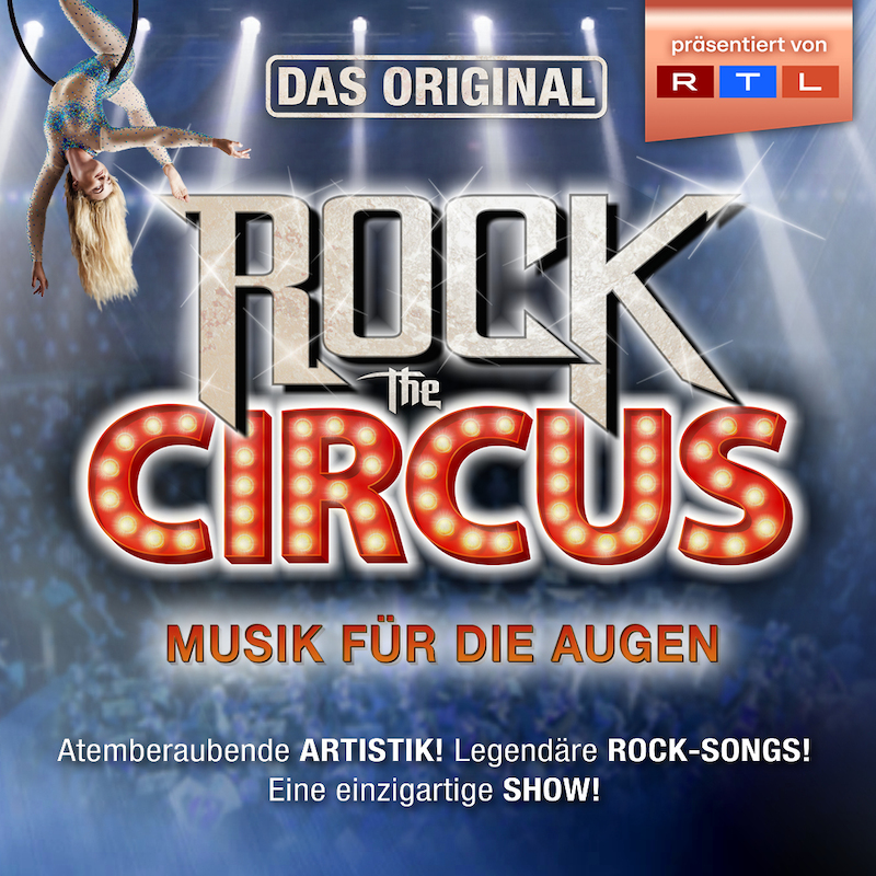 Artistin und Rockband bei der Show Rock the Circus