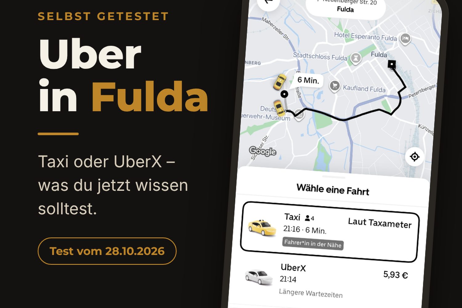 Uber in Fulda: Taxi oder UberX – was du wissen solltest